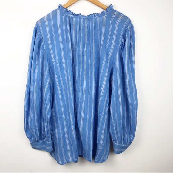Gap Blue Striped Peasant Blouse Size Large Tall - Picture 8 of 8
